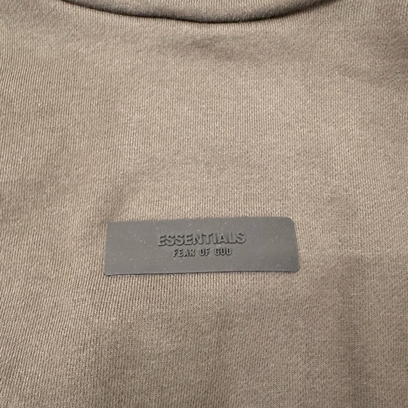 Kids Fear of God Essentials cotton and fleece hoodie size 8. Dark olive green. - Picture 3 of 5
